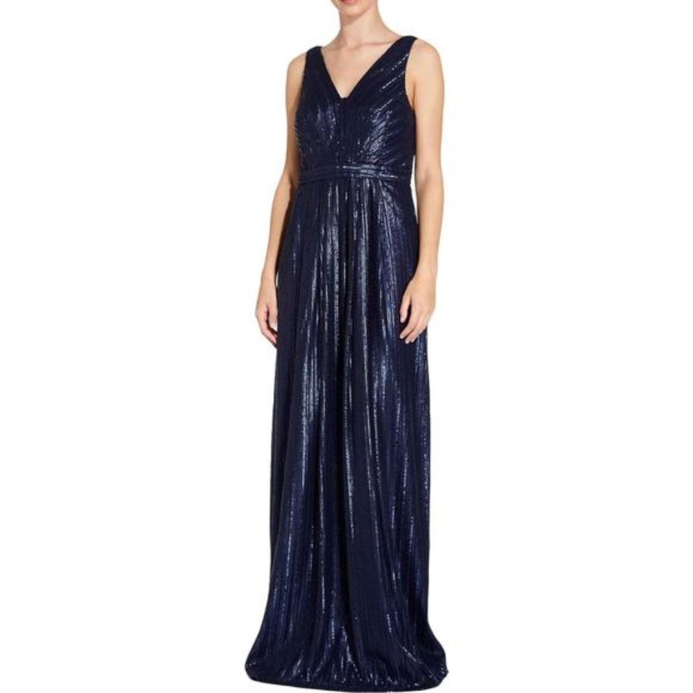 Weddington Way Womens Jade Navy Sequined Sleeveless Evening Dress Gown NWT